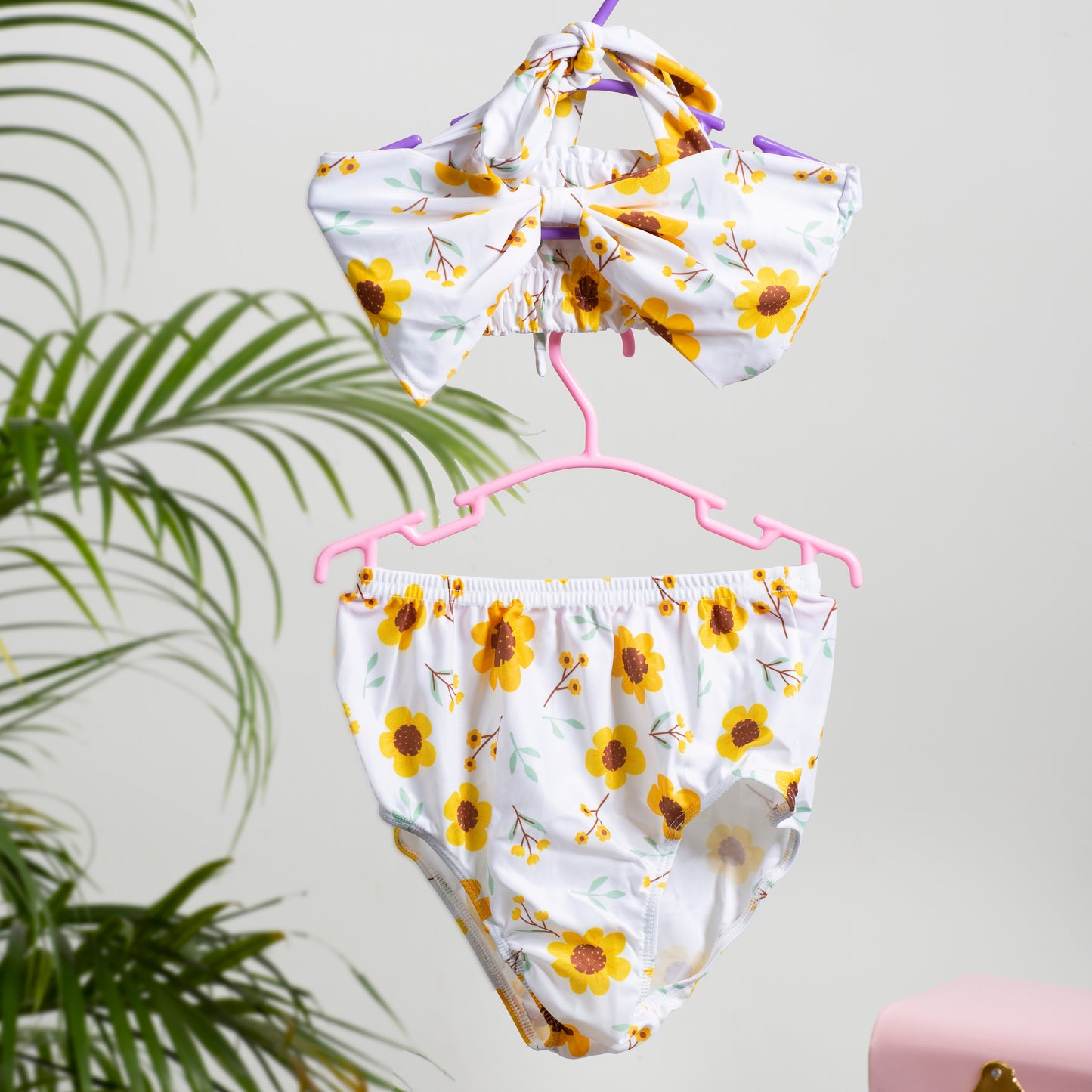 Swim suit - Yellow flowers on White